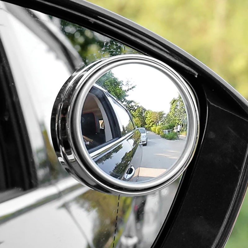 小さな円形バックミラー,360度回転,プレスタイプ,調整可能,死角,リバース広角,ボーダレス,1ペア