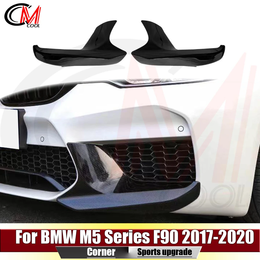 For BMW M5 Series F90 2017-2020 Glossy Black MP Style Corner Wrapper for Car Front Bumper and Air Vent Covering Upgrade Body Kit