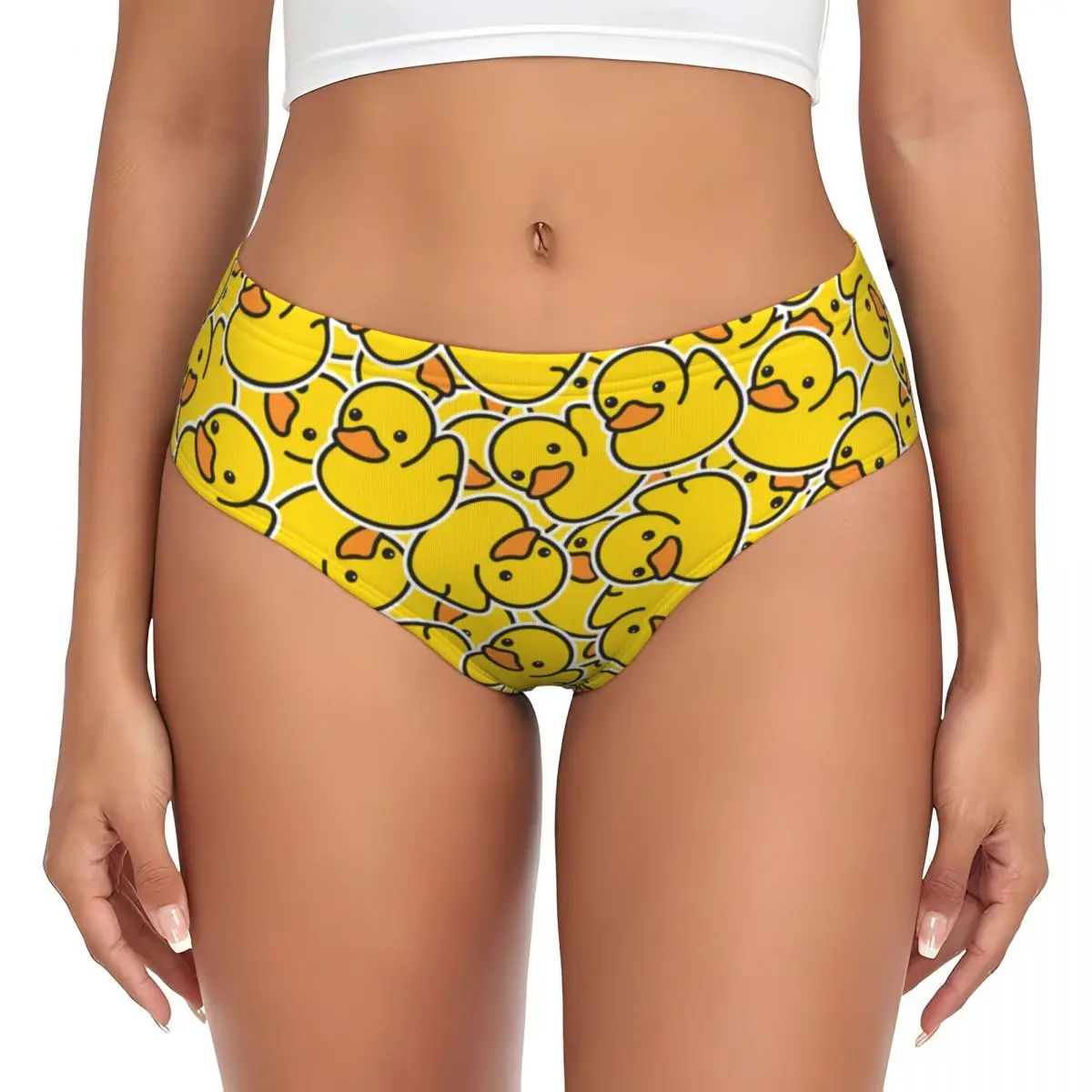 Custom Yellow Classic Rubber Ducky Briefs Underwear Women's Comfortable Stretch Panties