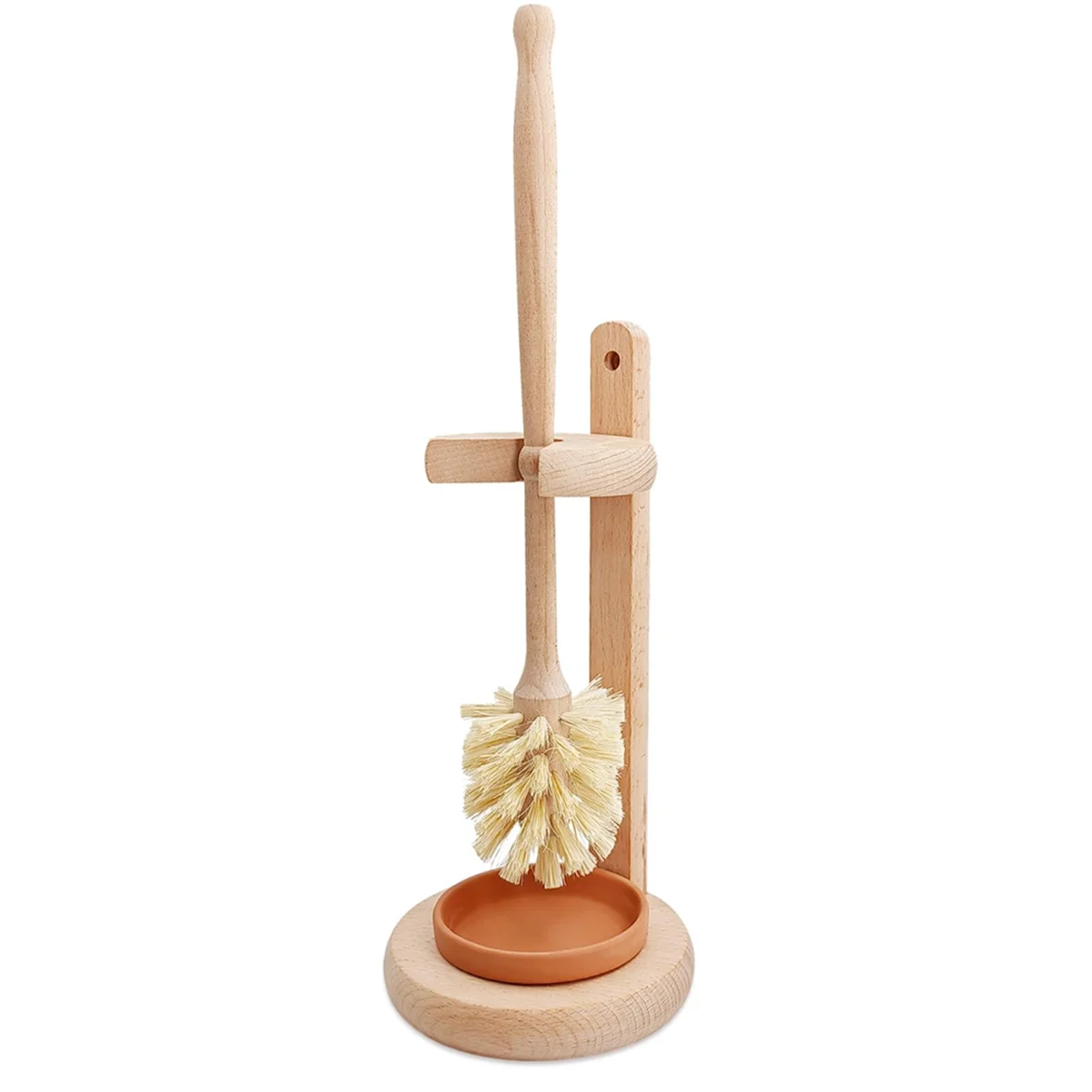 Wood Toilet Brush and Holder Set, Wood Toilet Bowl Cleaner Brush for Bathroom, Toilet Scrubber with Stand