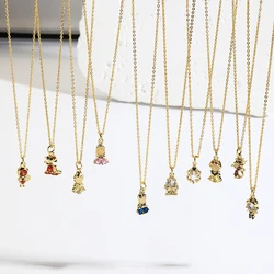 New Ins Fashion Multi Element Zircon Cute Pendant Chain Necklace For Women Girls Charms Jewelry Bijoux Acier Inoxidable Femme