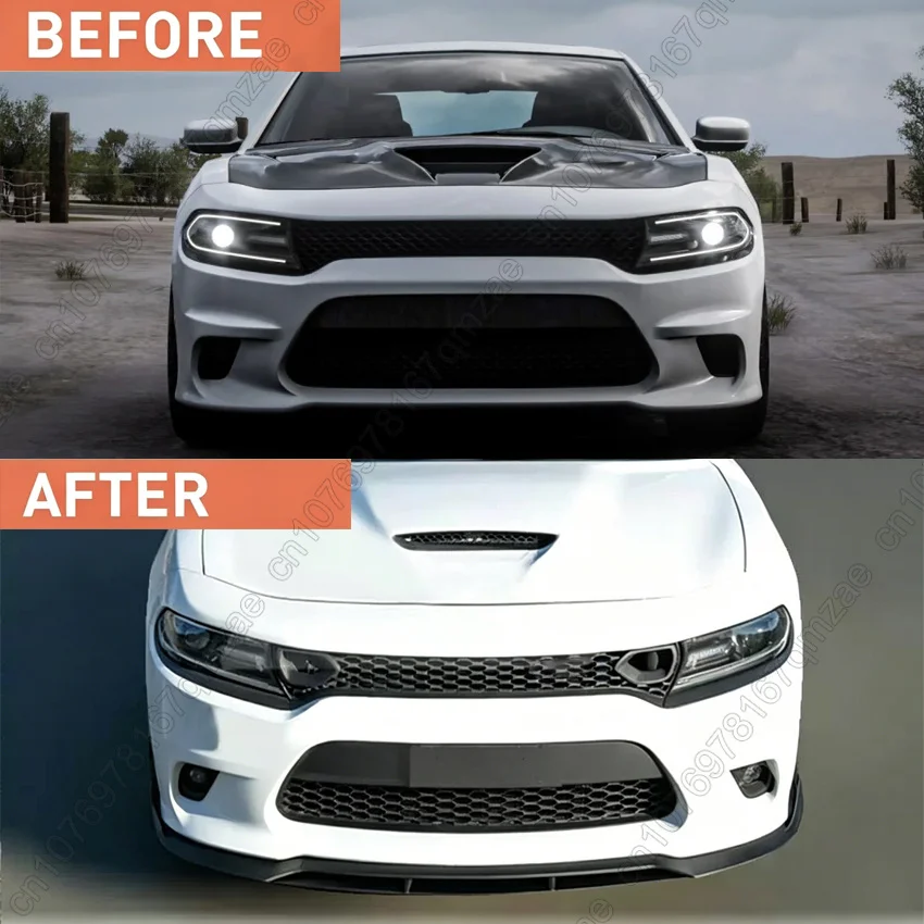 Glossy Black Car Front Bumper Lip For Dodge Charger SRT 2015-2024 Sport Body Kit Front Bumper Lip Dodge Accessories Car Update