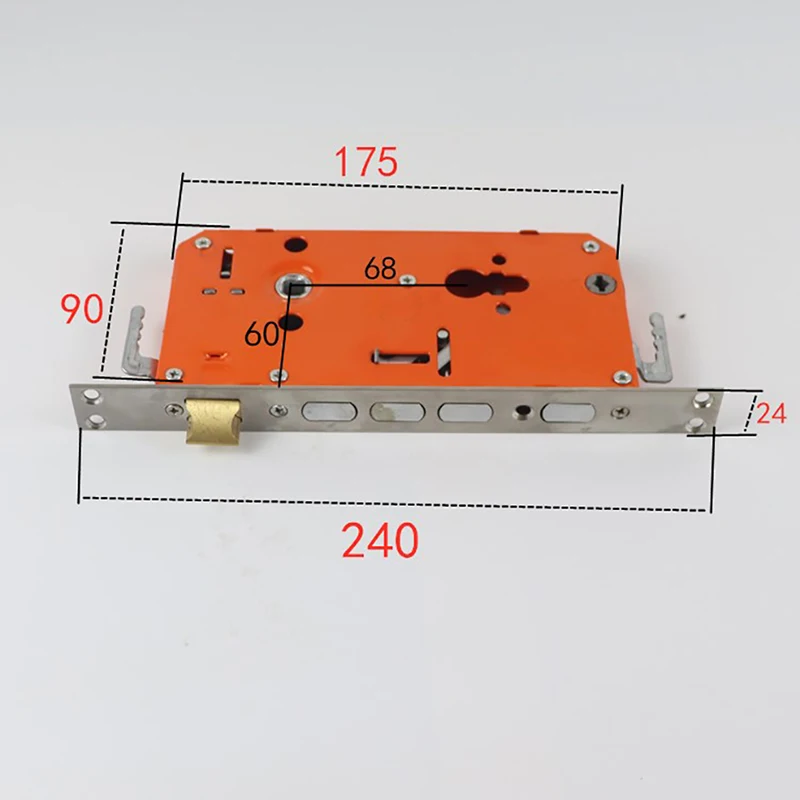 1PCS Anti Theft Door Square Pillar Copper Tongue Orange Yellow Stainless Steel Panel Reinforced Anti Rust Mechanical Lock Body