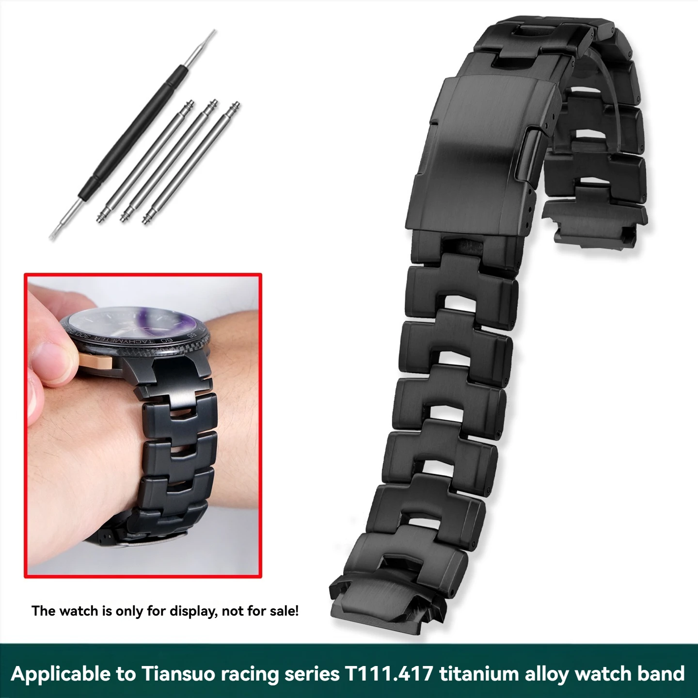 

Для Tissot Racing Series T111.417 ремешок для часов из титанового сплава с t111.417 мужской браслет из титановой стали с приподнятым ртом 18 мм