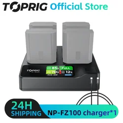 Toprig PD 100W 4-CH NP-FZ100 Fast Charger Color LCD display with LCD Display for Sony NP-FZ100 battery,Battery under-voltage