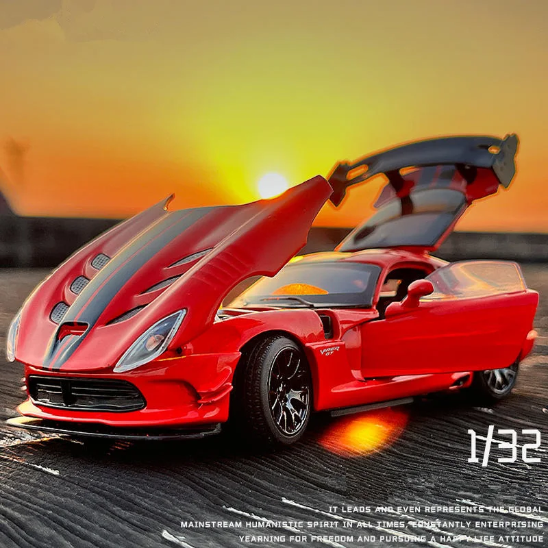 1:32 Dodge Viper ACR SRT Alloy Sports Car Model Diecasts Metal Toy Vehicles Car Model Simulation Sound and Light Childrens Gifts