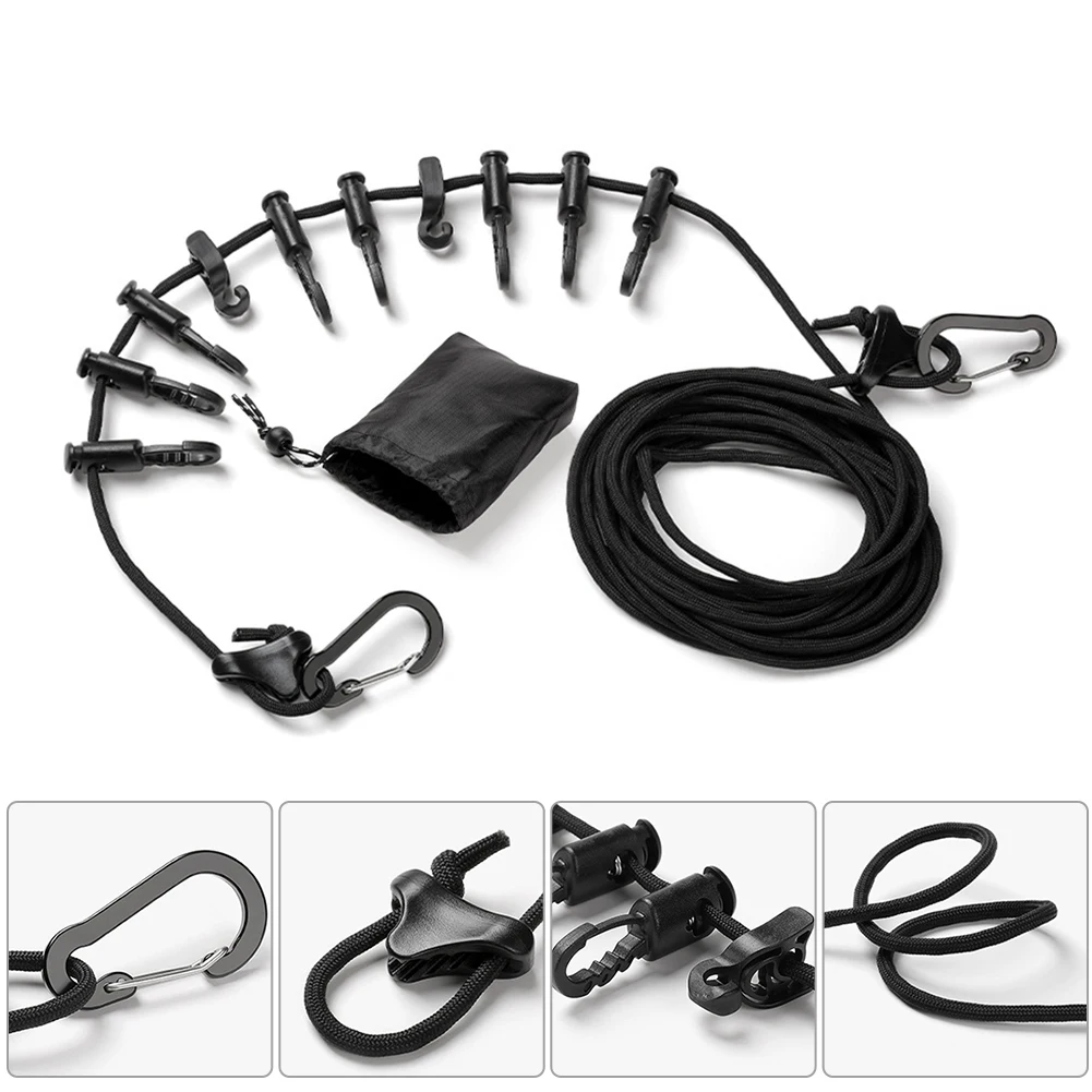 야외 캠핑 다목적 빨랫줄, 미끄럼 방지 캐노피 걸이 로프, 캠핑 액세서리, 4.3m