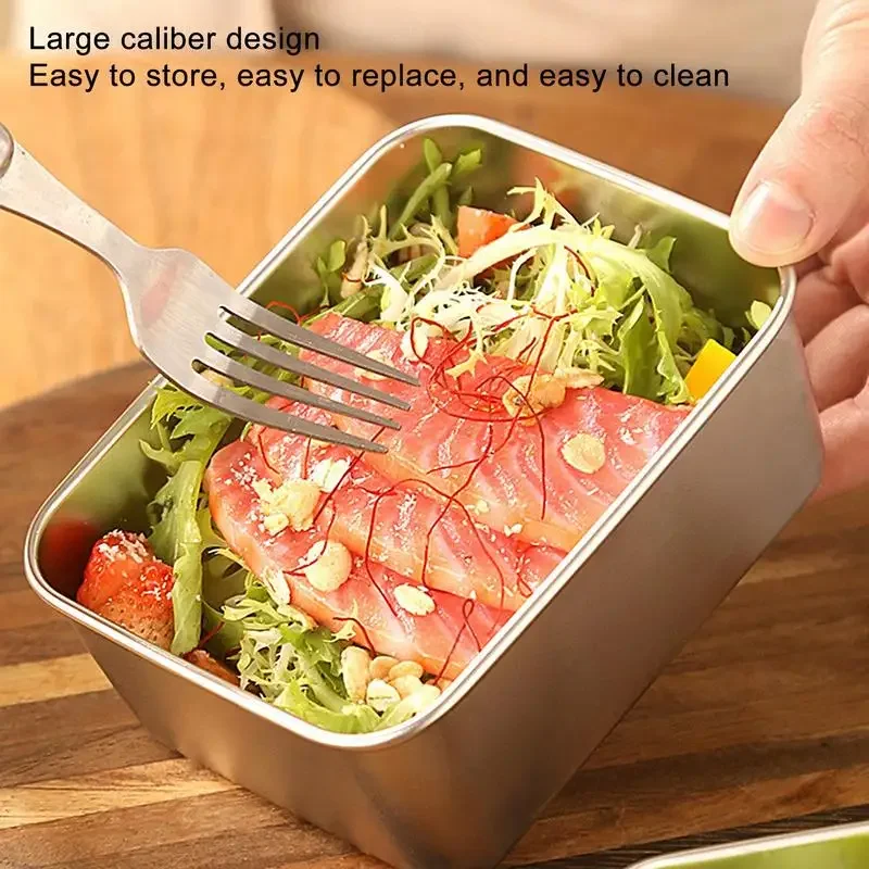 304 Stainless Steel Fresh Keeping Box Airtight Food Storage Container with Lid Lunch Bento Food Box Outdoor Picnic Camping Tools