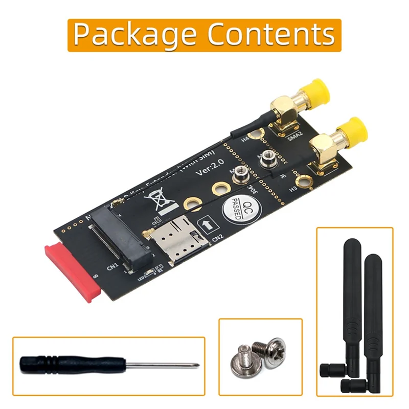 AY14 -M.2 Key-B Wireless Module Adapter With SIM Card Slot Black Plastic For NGFF 3042 3052 M2 B Key Card