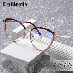 Ralferty 2025 Luxury Eyeglasses Women Cat Eye Anti Blue Ray Glasses Prescription Myopia Optical Frame 0 Diopter Eyewear Frame