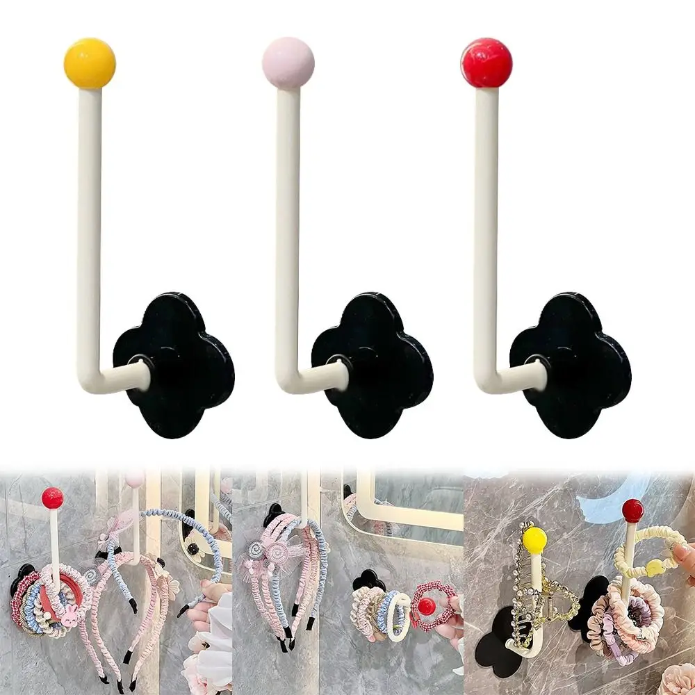 

New L-Shape Hairband Storage Hook Wall Mounted Dopamine Cloth Hanger Punch Free Kitchen Storage Rack