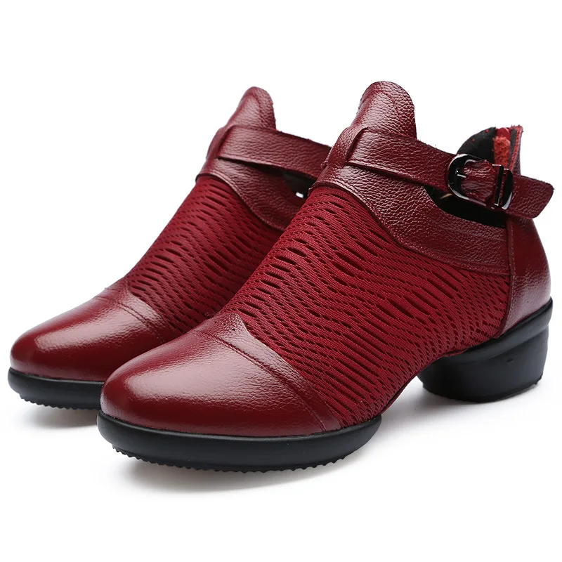 Women Net Surface Dance Shoes Girls Casual Shoes High Heel Dancing Shoes Ladies Outdoor Modern Jazz Square Dance Shoes
