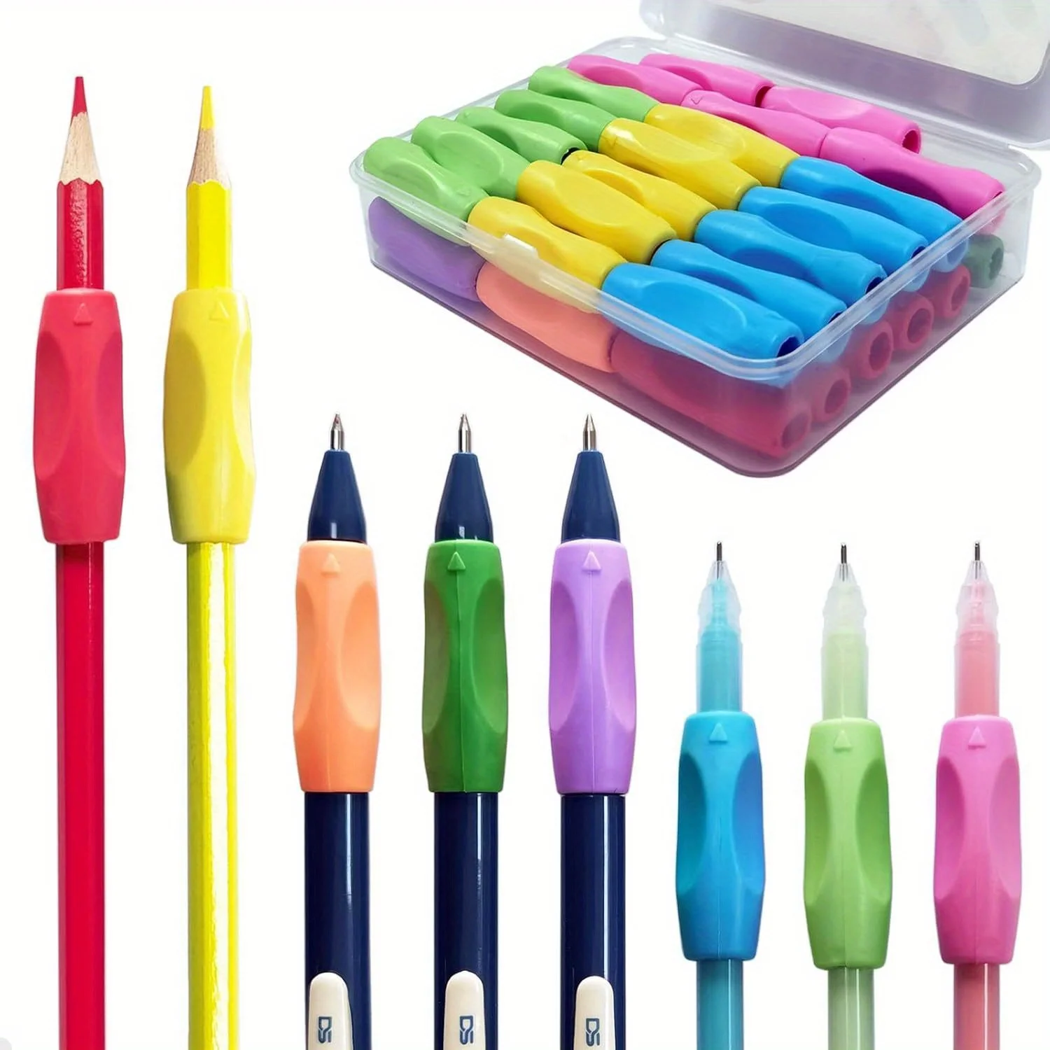 11Pcs Random Color Ergonomic Silicone Pencil Grips Anti Slip Writing Posture Corrector School Stationery
