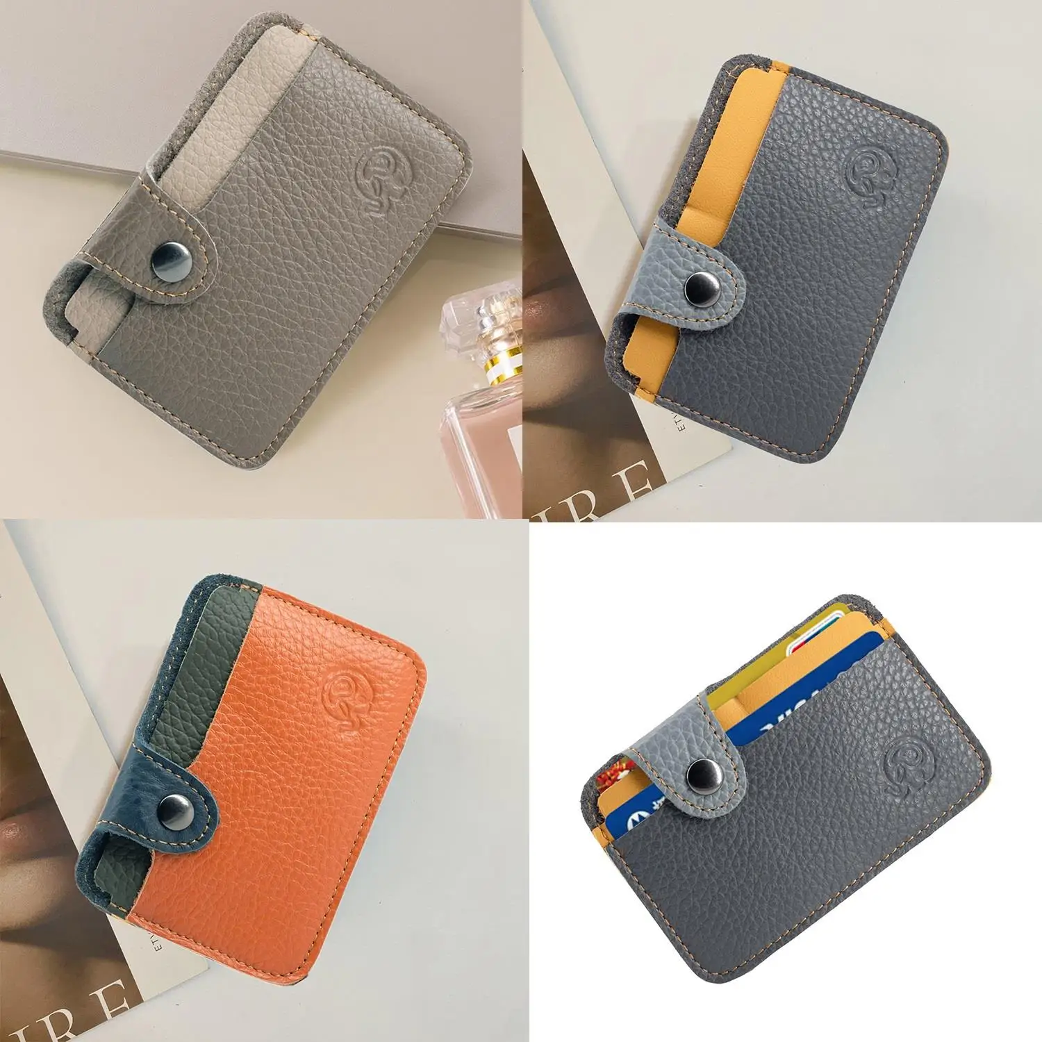 

1 Pc New Luxury Cowhide Leather Slim Men's Credit ID Card Holder Wallet Wallet With Coin Pocket Bus Card Case For Men Women