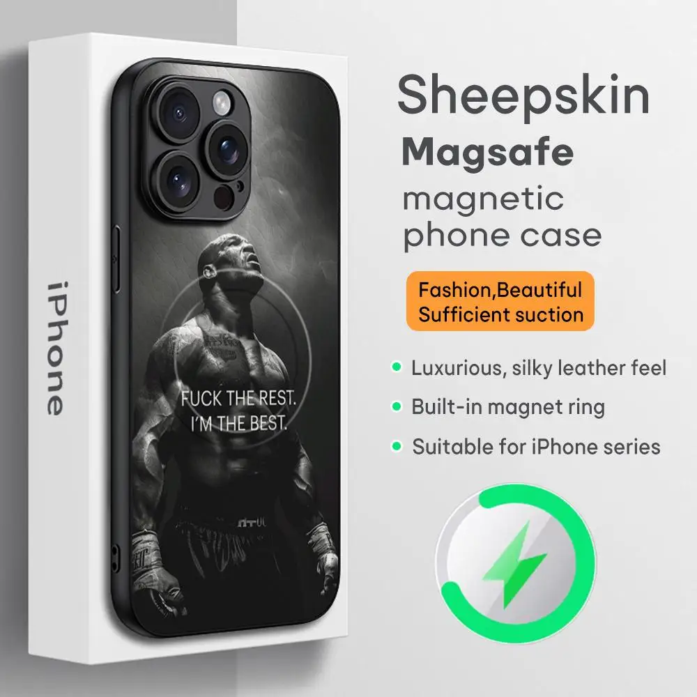 Boxer M-Mike T-tyson Star Phone Case For iPhone 16 15 14 13 12 11 Plus Pro Max  High-end Luxury Magsafe Sheepskin