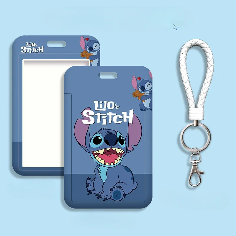 Pemegang kartu Disney Stitch kartun pelajar Stitch lucu plastik ABS kerajinan embos pria dan wanita tas kartu ID kartu Bank