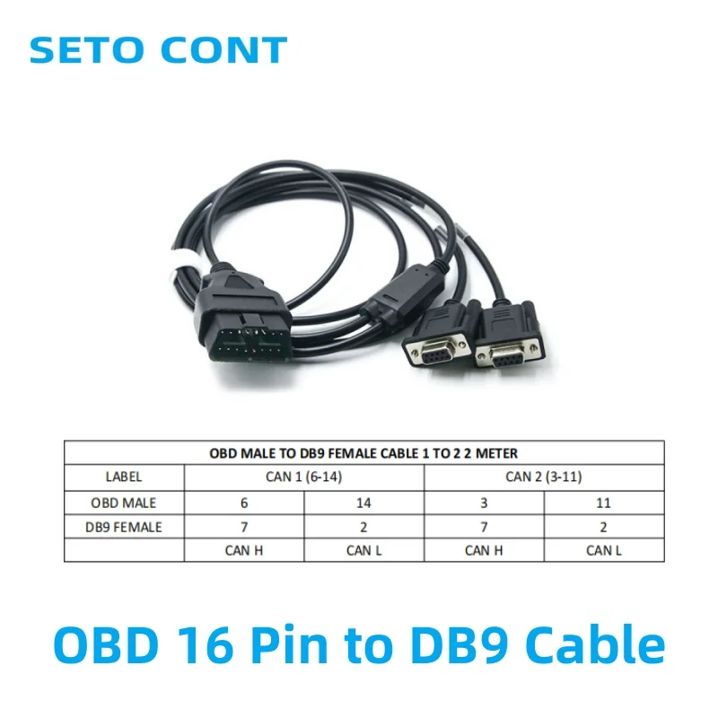 

2M OBD Cable 12V 24V Y Type 16 Pin Male to Dual DB9 Female 2 in 1 VGA D-sub 9Pin OBDII Adapter RS232 Serial Port Line OBD2 Cable