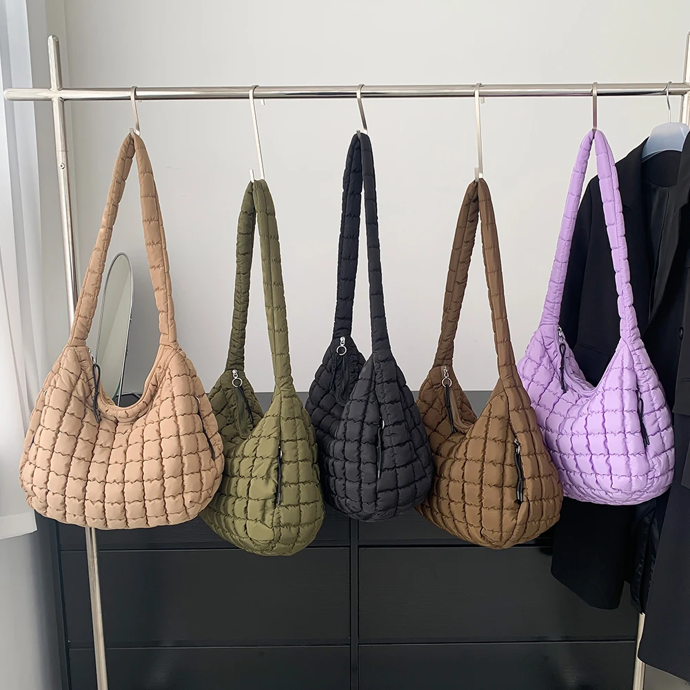 Women Stylish Commuting Bags Solid Color Quilted Bubbles Crossbody Bag Fashion Padded Sling Bag Puffer Shoulder Bags