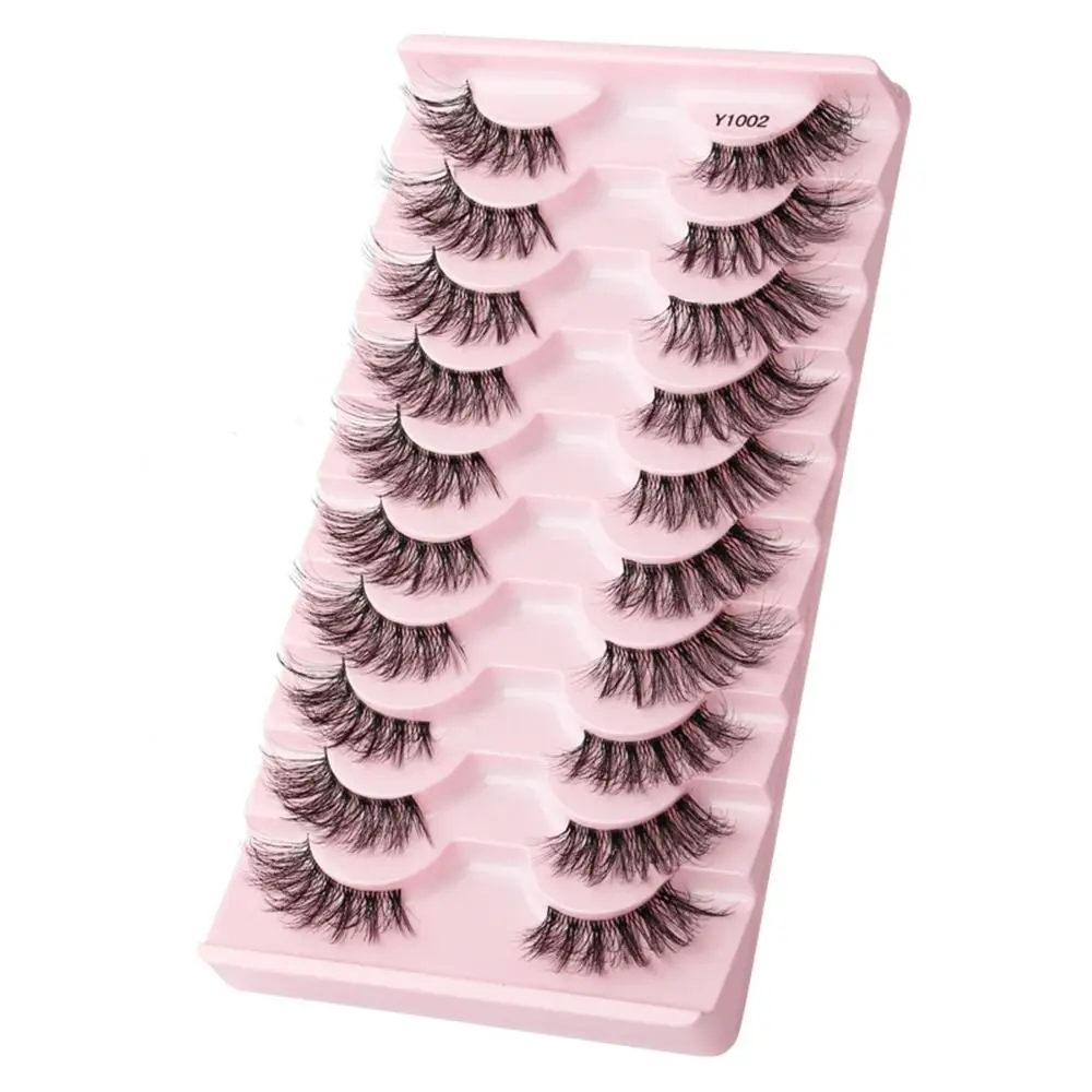 10 Pairs Faux Mink Lashes Half Eyelashes Accent Corner Lashes Cat Eye False Eyelashes Half Lashes with Clear Band