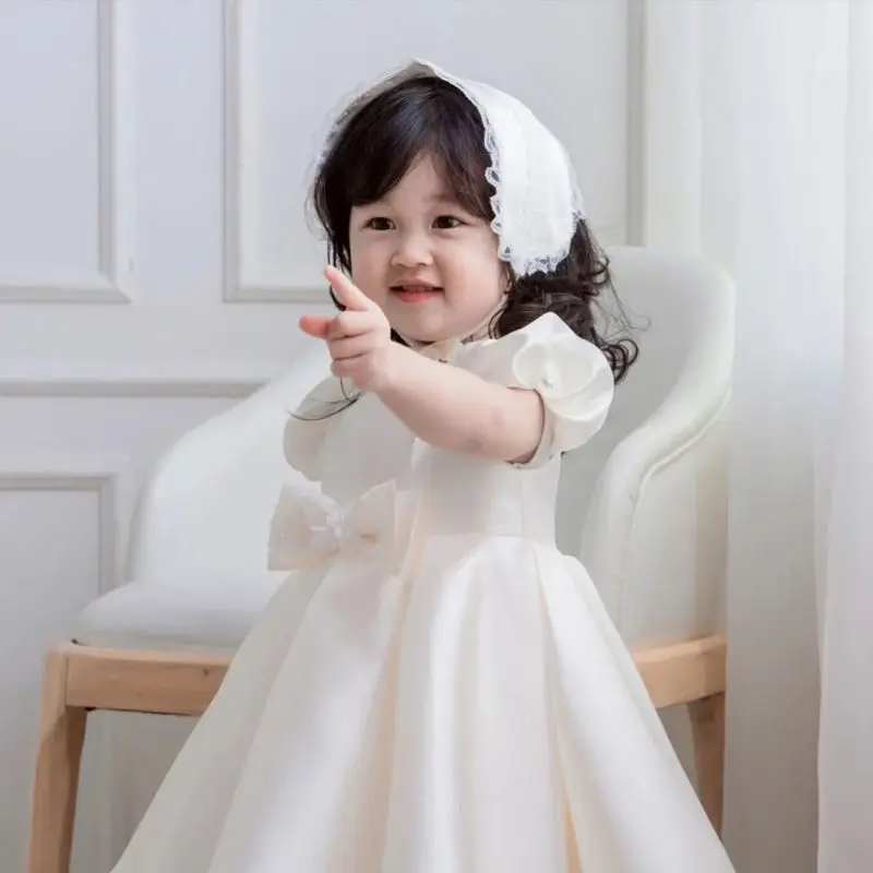 Baby Girls Dress 2024 Princess Dress New Birthday Party Performance Stage Wedding Flower Girl Sweet Dress