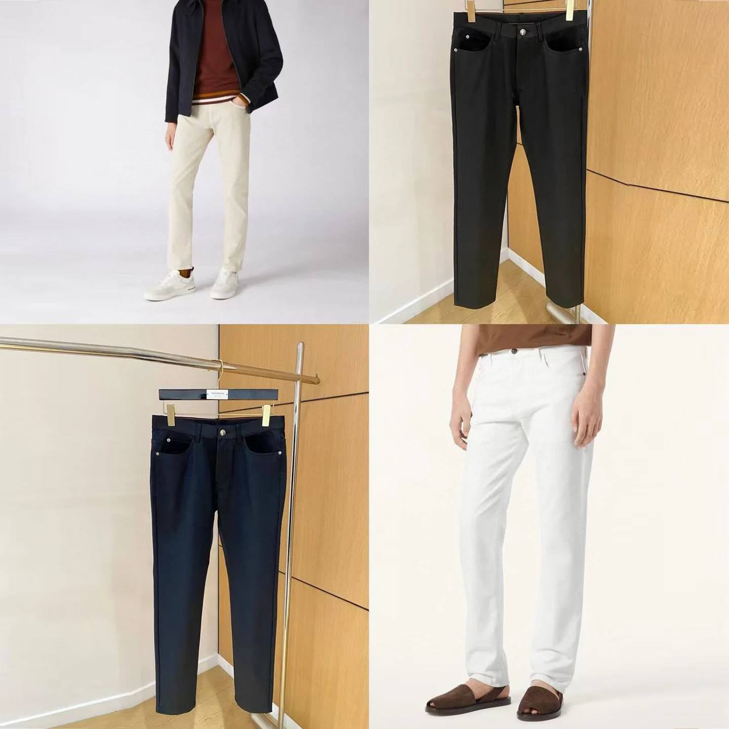 بنطال جينز رجالي إيطالي LP بلون سادة وبسيط بقصة ضيقة 25aw