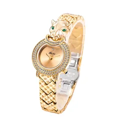 UTHAI W78 reloj de cuarzo para mujer, cronógrafo de pulsera con esfera de leopardo, diseño auténtico, resistente al agua