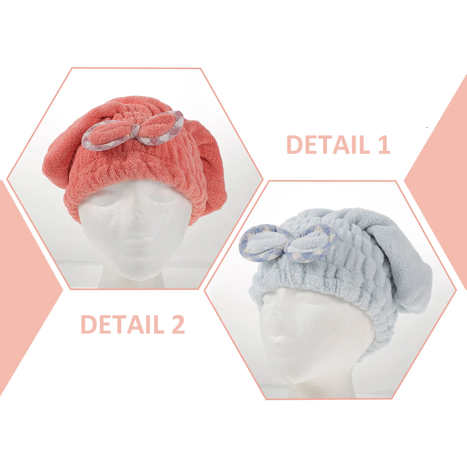

2 Pcs Fleece Dry Hair Cap Microfiber Towels Water Absorbent Hats Cartoon Shower Cooling Absorbent Hair Towels Home Daily Use