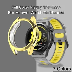 Half Cover Soft Silicone TPU Plating Case For Huawei Watch GT Runner SmartWatch Protective Bumper Shell Case-No Screen Protector