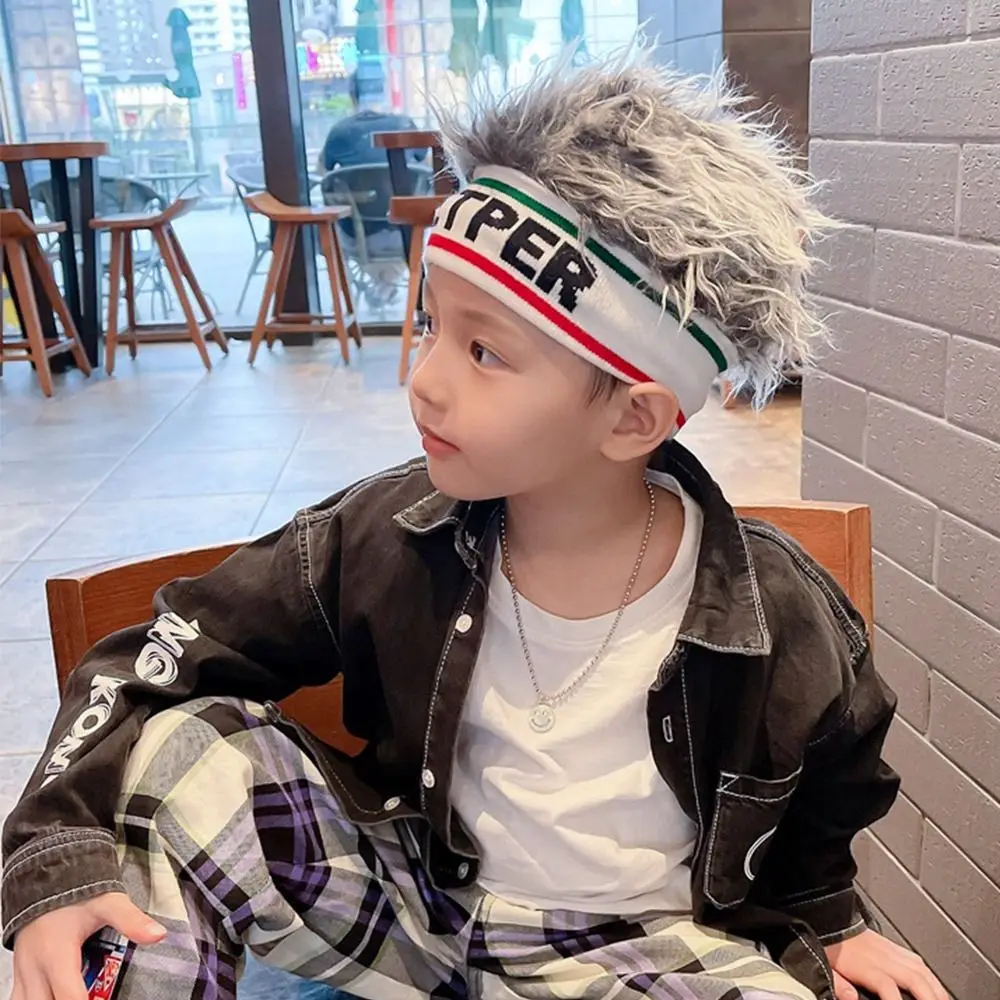 

Portable Funny Wig Hat Knitted Elastic Beanies Cap Cool Personality Hair Integrated Headwear Boys Girls