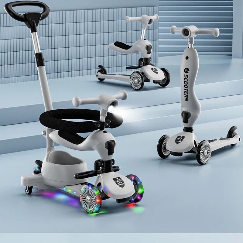 Patinete 6 en 1, puede sentarse, deslizar y empujar, scooter multifuncional, kickboard para niños, scooter para niños de 1 a 6 años