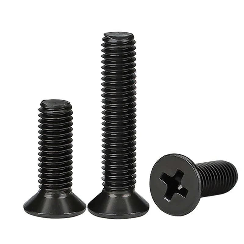 10/ 50pcs M1.6 M2 M2.5 M3 M3.5 M4 M5 M6 Mini Small Black 304 Stainless steel Cross Phillips Flat Countersunk Head Screw Bolt