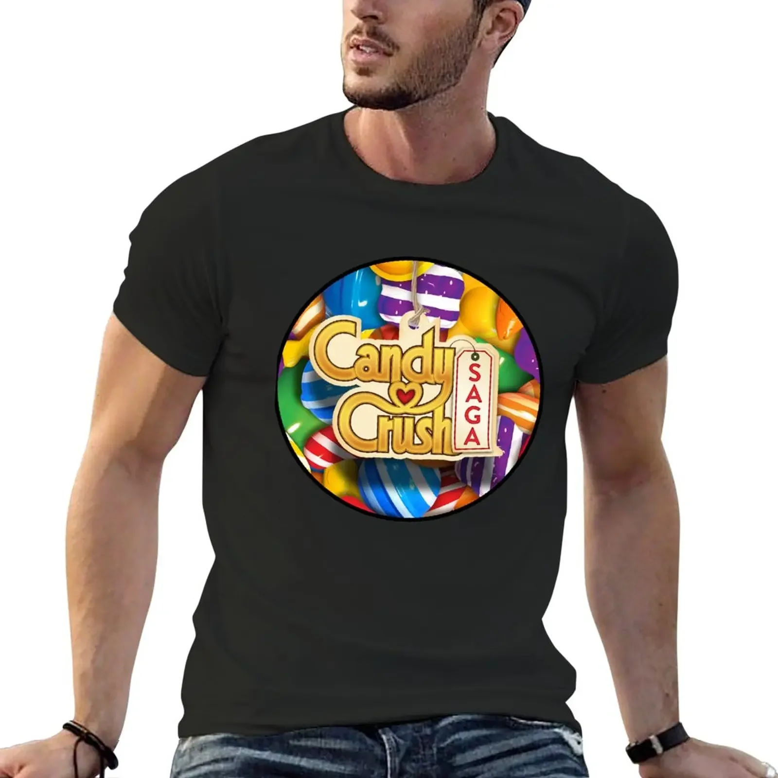 Nueva camiseta clásica con Logo de Candy Crush, camiseta gráfica, camiseta de manga corta, camiseta vintage, camisetas para hombres, paquete