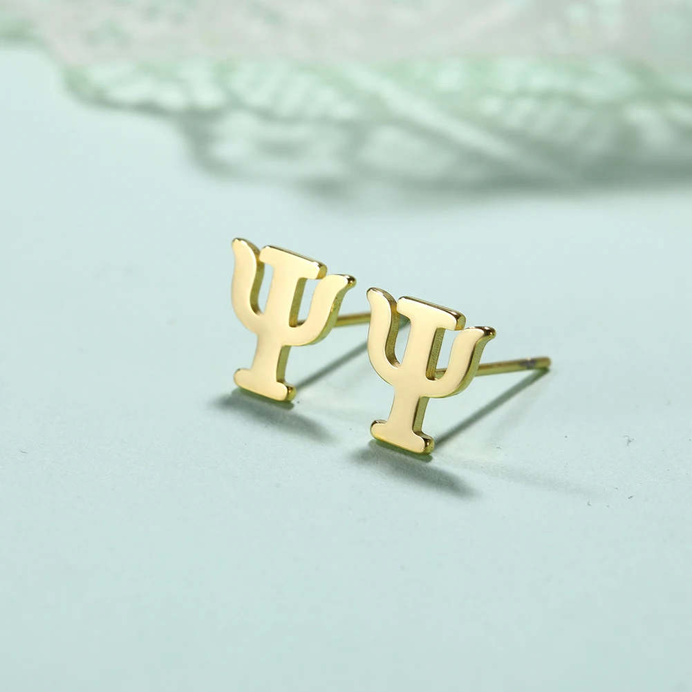 Sipuris Psychology Soul Symbol Mini Stud Earrings For Women  Gold Color Stainless Steel Funny Cute Jewelry Couple Gift Wholesale