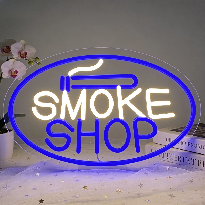 

Smoke Shop Neon Sign LED Night Light USB Aesthetic Wall Art Desk Lamp for Cannabis Vape Store Window Display Bar Decor Gifts