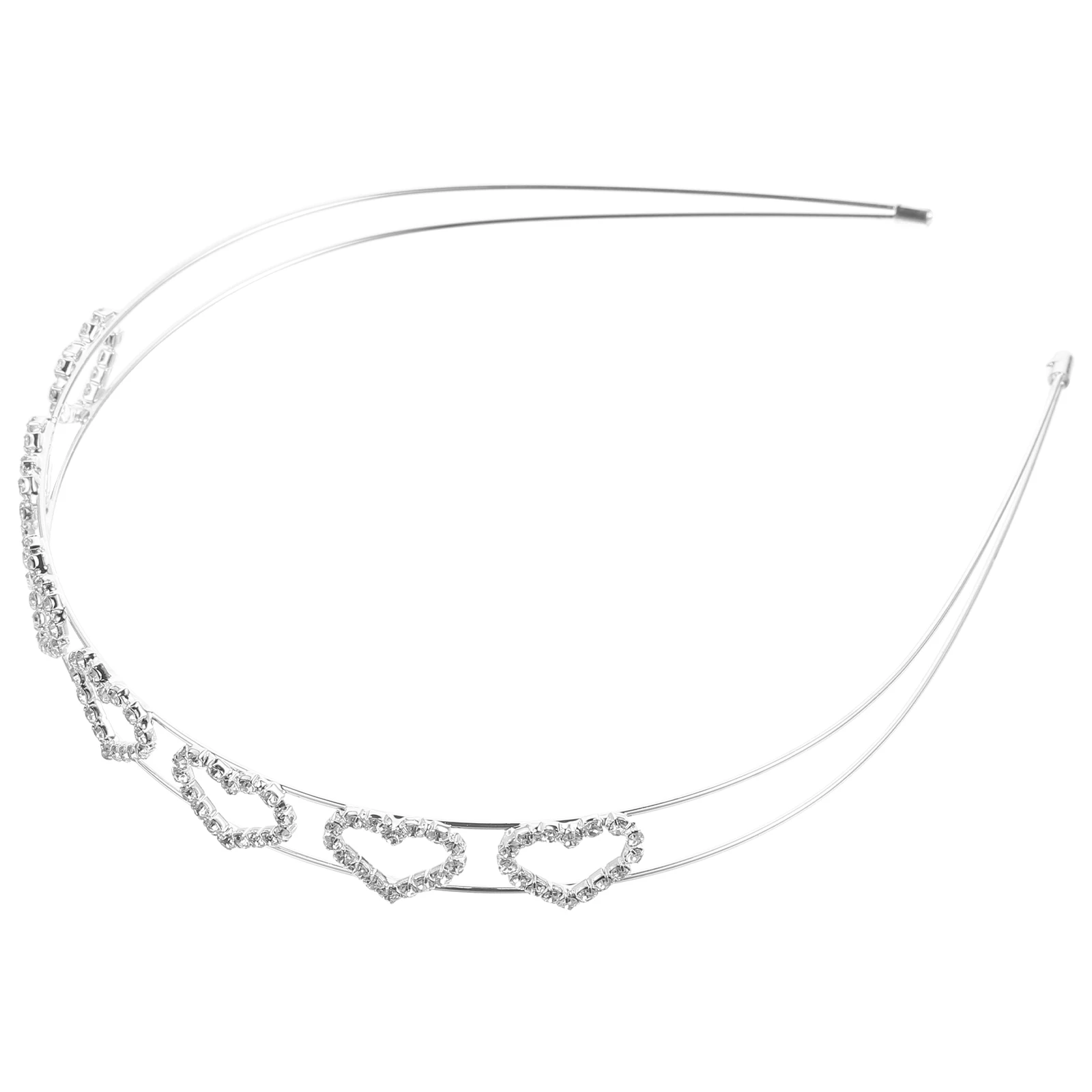 

Rhinestone Heart Headband Curly Hairband for Women Double Layered Sparkle Valentine Photo Prop Jeweled Wedding Accessories