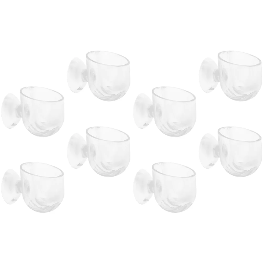 8 Pcs Aquarium Flower Pot Fish Tank Plant Stand Bait Feeder Decorations Shrimp Weights Acrylic Food Feeding Cups