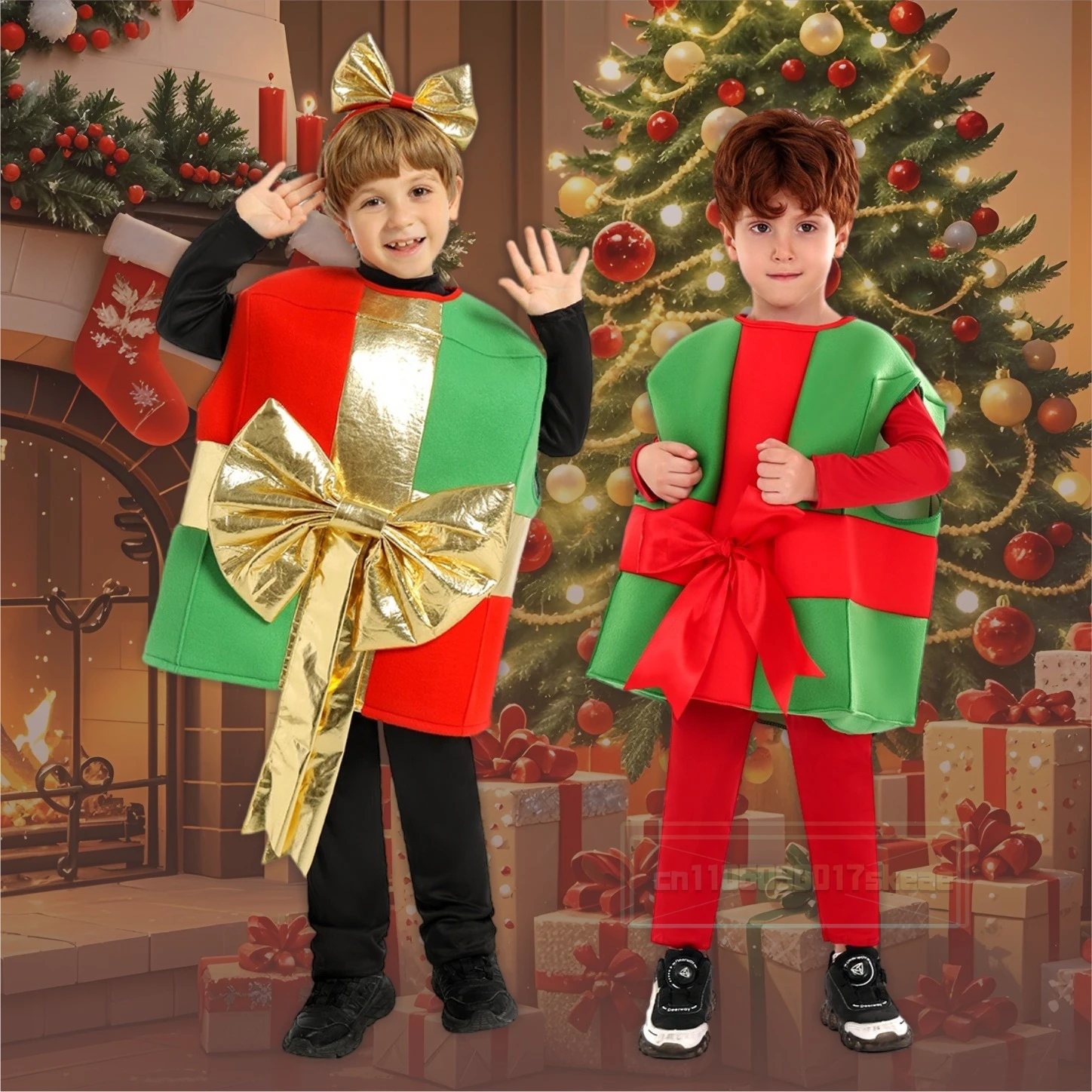 

Christmas Gift Box Costumes Fun Cute Christmas Cosplay Props Party Dress Up Stage Show Clothing for Kids Role Play Surprise Gift
