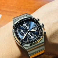 Hruodland, relojes Retro con cronógrafo de cuarzo para hombre, reloj de pulsera con cristal de zafiro y acero inoxidable a la moda, reloj para hombre F-022