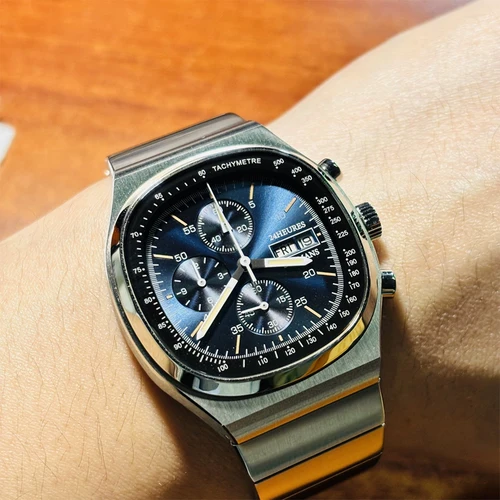 Imagen 1 del producto Hruodland, relojes Retro con cronógrafo de cuarzo para hombre, reloj de pulsera con cristal de zafiro y acero inoxidable a la moda, reloj para hombre F-022