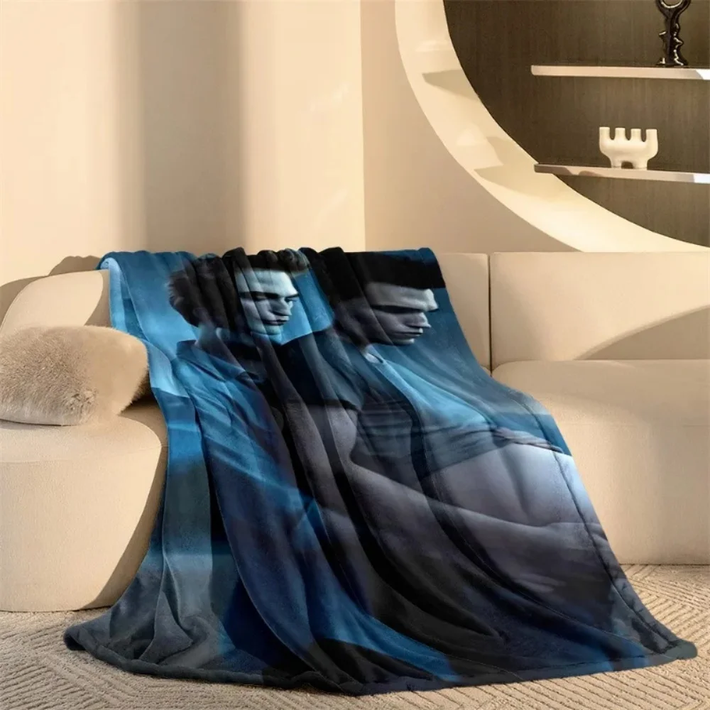 Gothic Night Moon Mountain Male Couple Portrait Flannel Blanket Soft Warm Fleece Throw Blanket Dark Fantasy Decor Gift