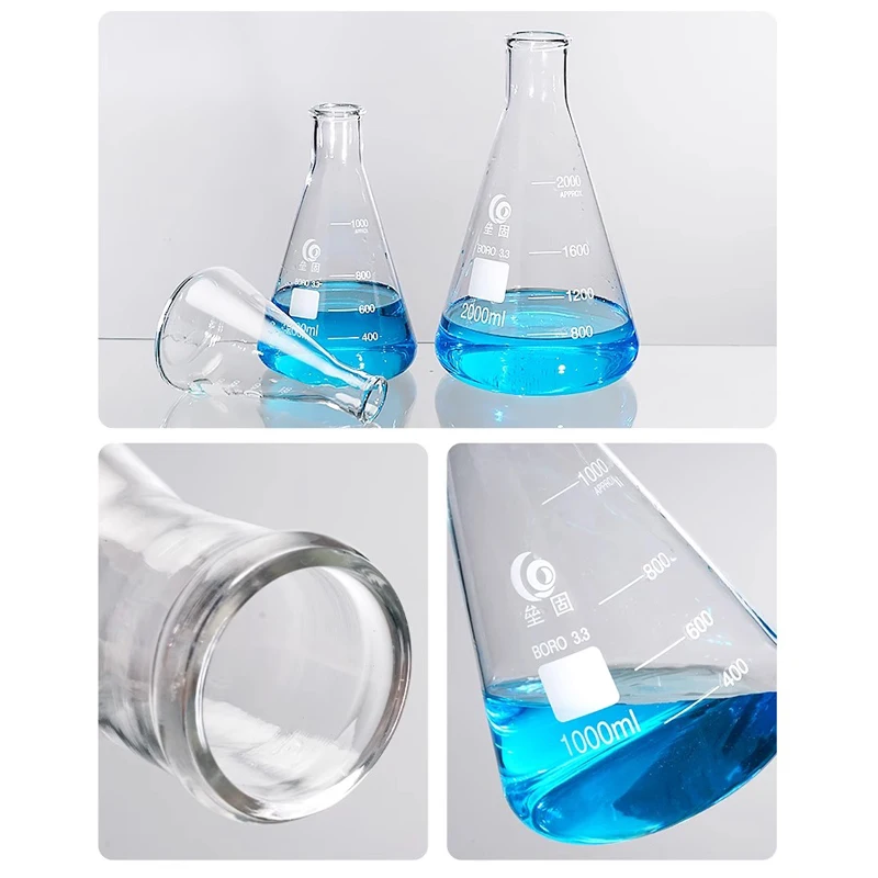 1pc 50ml to 1000ml Laboratory Borosilicate Erlenmeyer Glass Triangular Flask Conical Flask Chemical Experiment Container