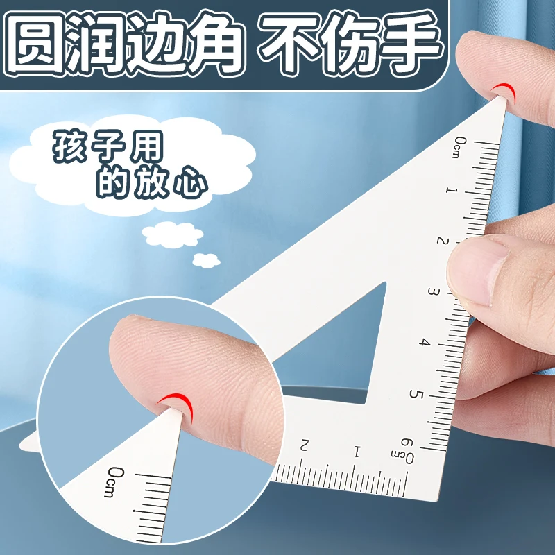 M&G Ruler Set 4 Pieces, Cast Iron Material, Wear-resistant, Straight Ruler, Triangle Ruler, Measuring Angle Ruler, Suitable for