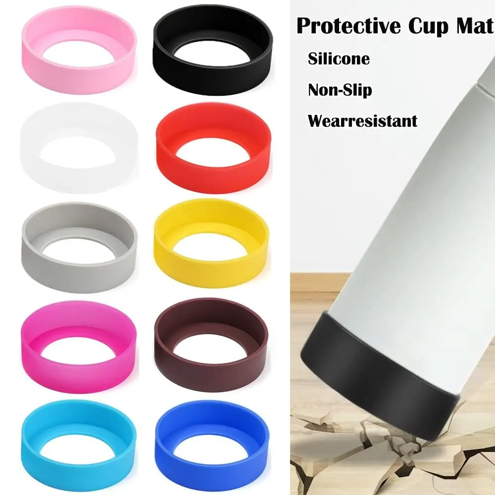 Water Drink Bottle Pad Silicone Water Cup Coasters Non-Slip Wearresistant Water Bottom Sleeve Vacuum Cup Bottom Mat Mug