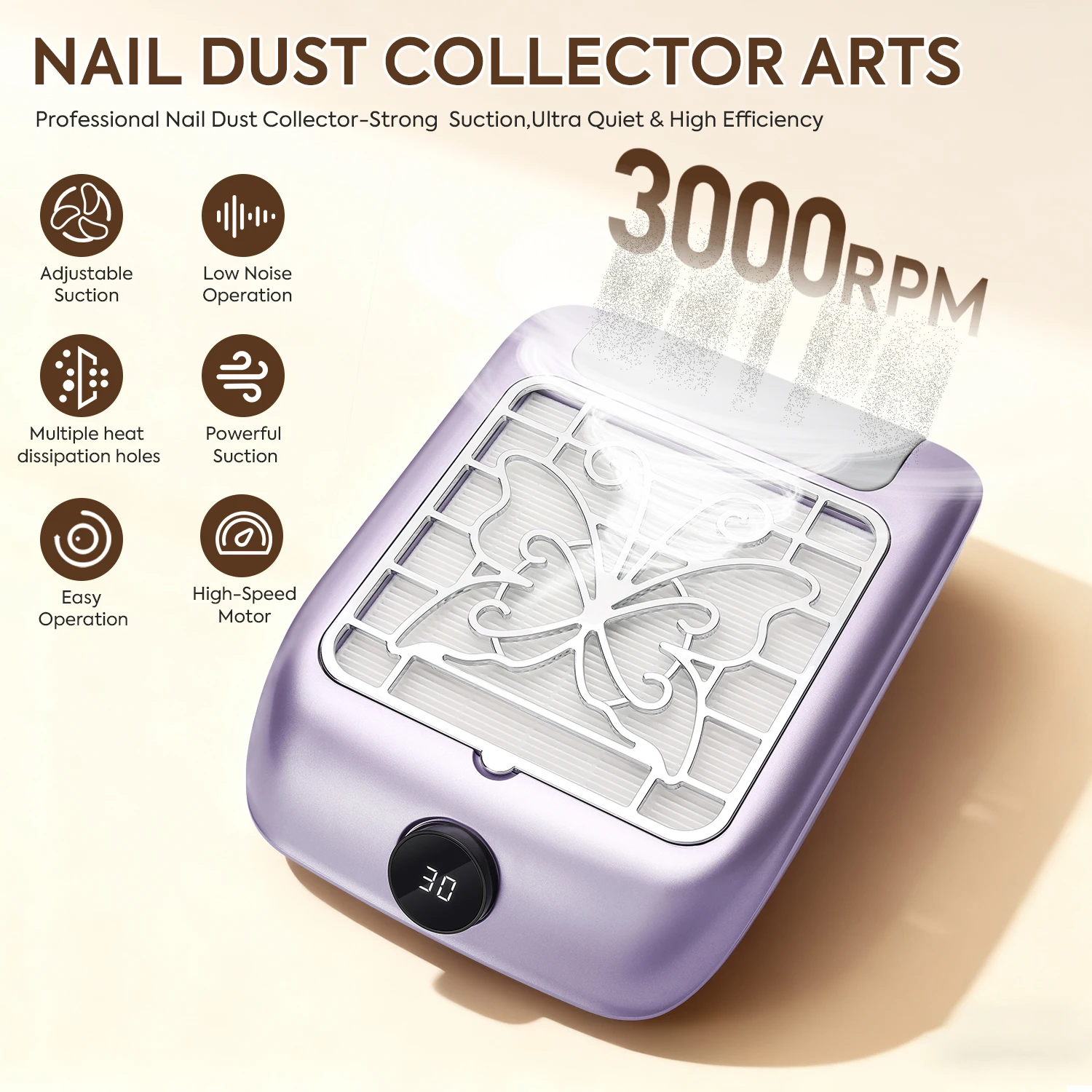 مكنسة كهربائية للأظافر قوية 3000 دورة في الدقيقة من DianaBeauty، مكنسة كهربائية احترافية لتلميع الأظافر، مكنسة كهربائية بفلتر قابل للإزالة #2