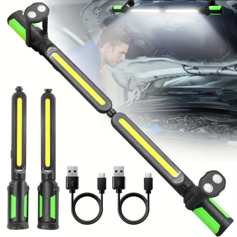 2400LM LED Mechanic LED Work Light 4400mAh Rechargeable Magnetic Base COB Charging Light High Light Rotary Folding