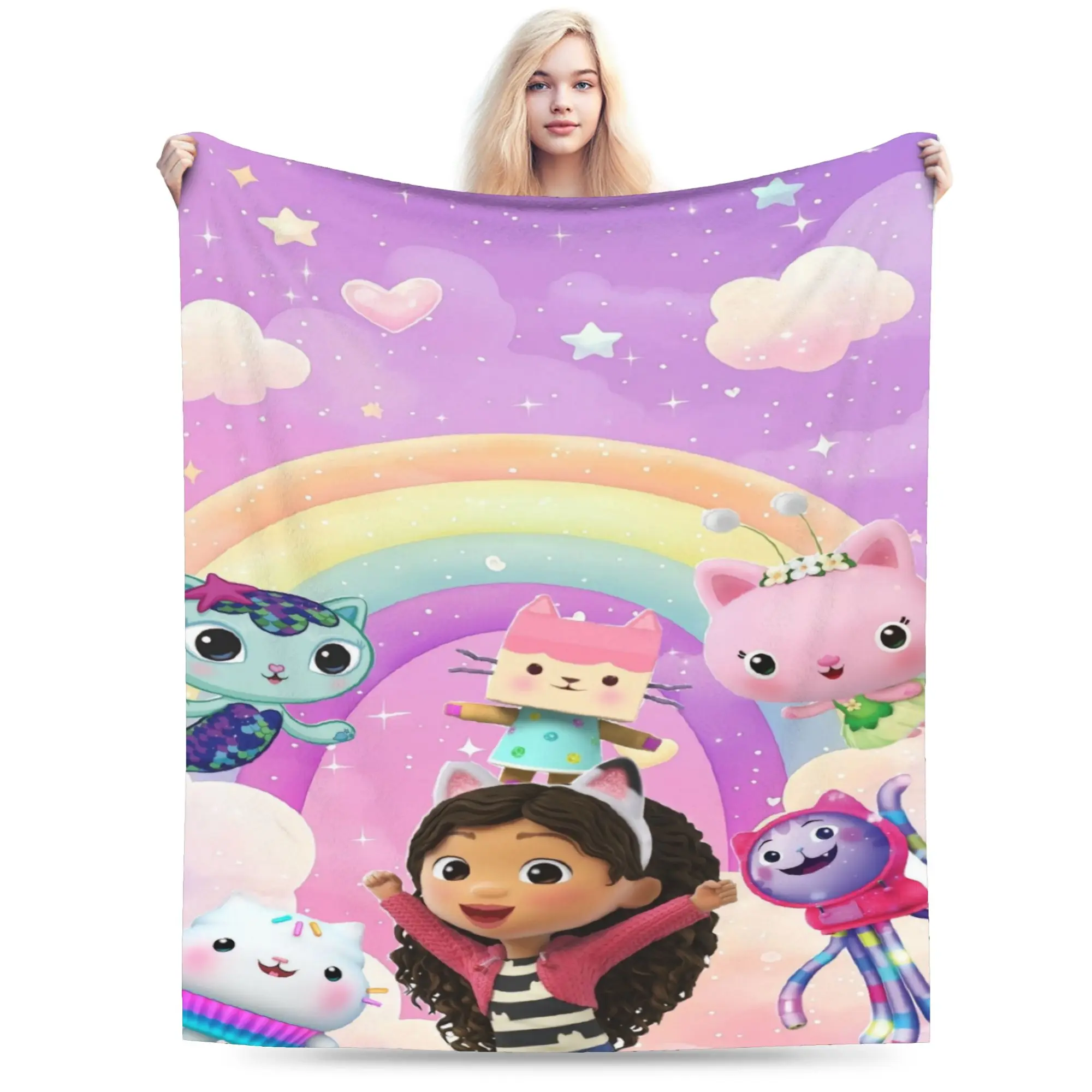 Gabbysed dollhouses Super Warm Blanket  Students Plush Throw Blanket Funny Outdoor Flannel Bedspread Sofa Bed Cover