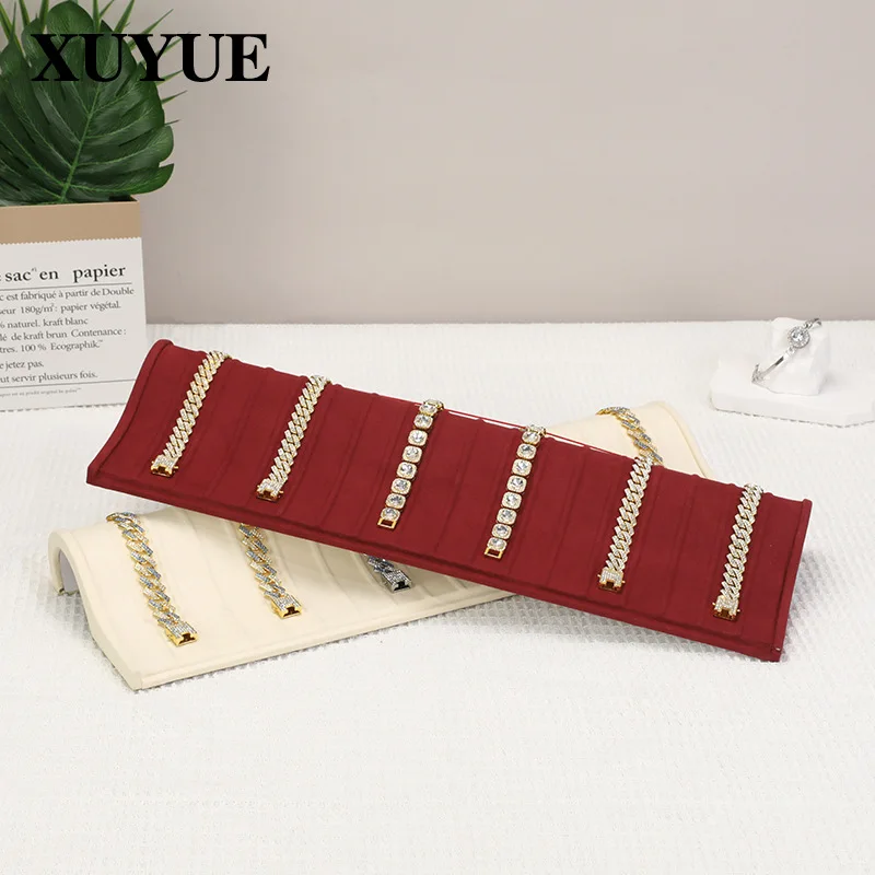 Curved Microfiber Jewelry Display Stand, Necklace Bracelet Showing Holder Shop Live Show Jewelry Organizer Prop for Retail Store