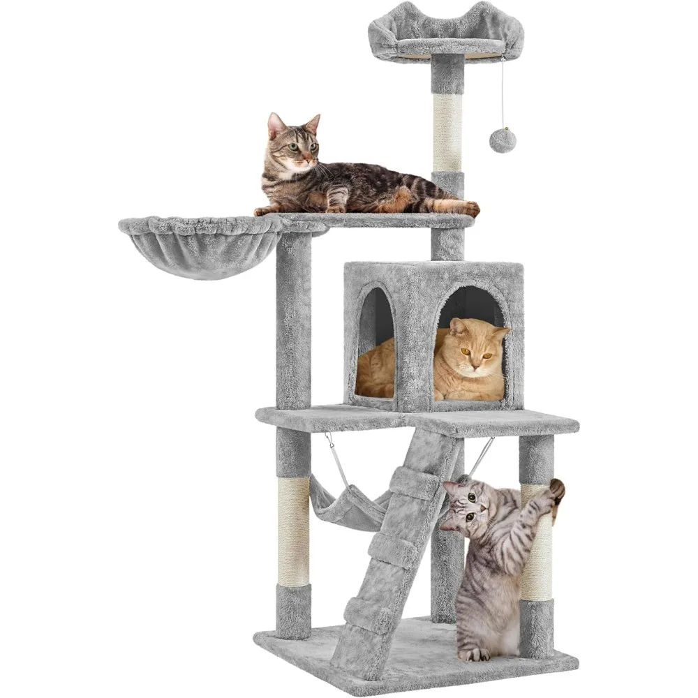 

Cat Tree Tower Kitten Condo Scratching Post with Hammock Basket 54in
