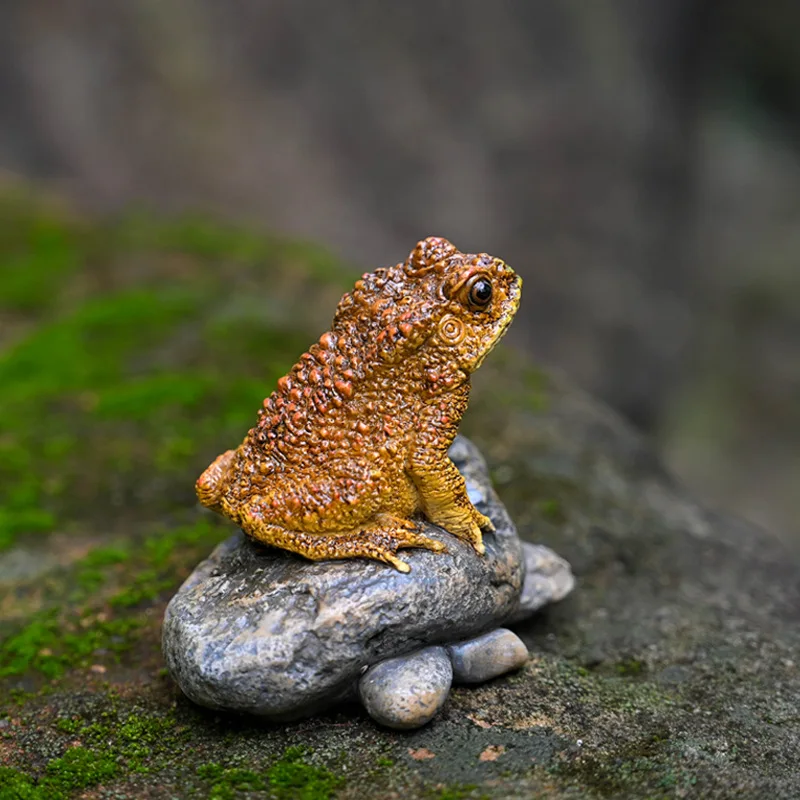 Simulated Wealth Attraction Golden Toad Ornament Garden Bonsai Rockery Landscape Model Gift Resin Craft Decoration Garden Decor