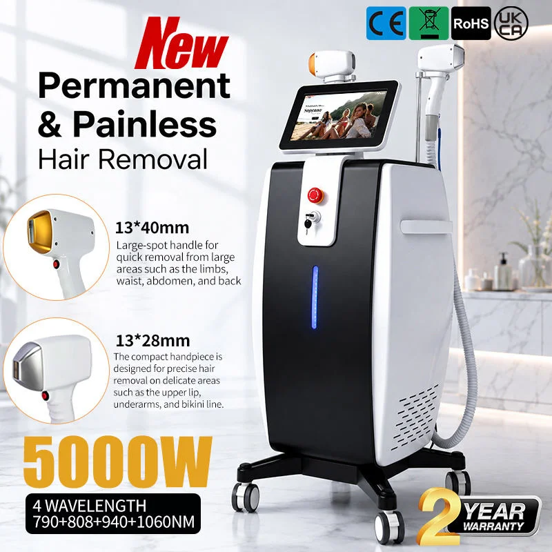 FAC 5000W Ice Titanium Laser Machine with Three Wavelengths Vertical Black Silver Dual Handle for Permanent Hair Removal Beauty